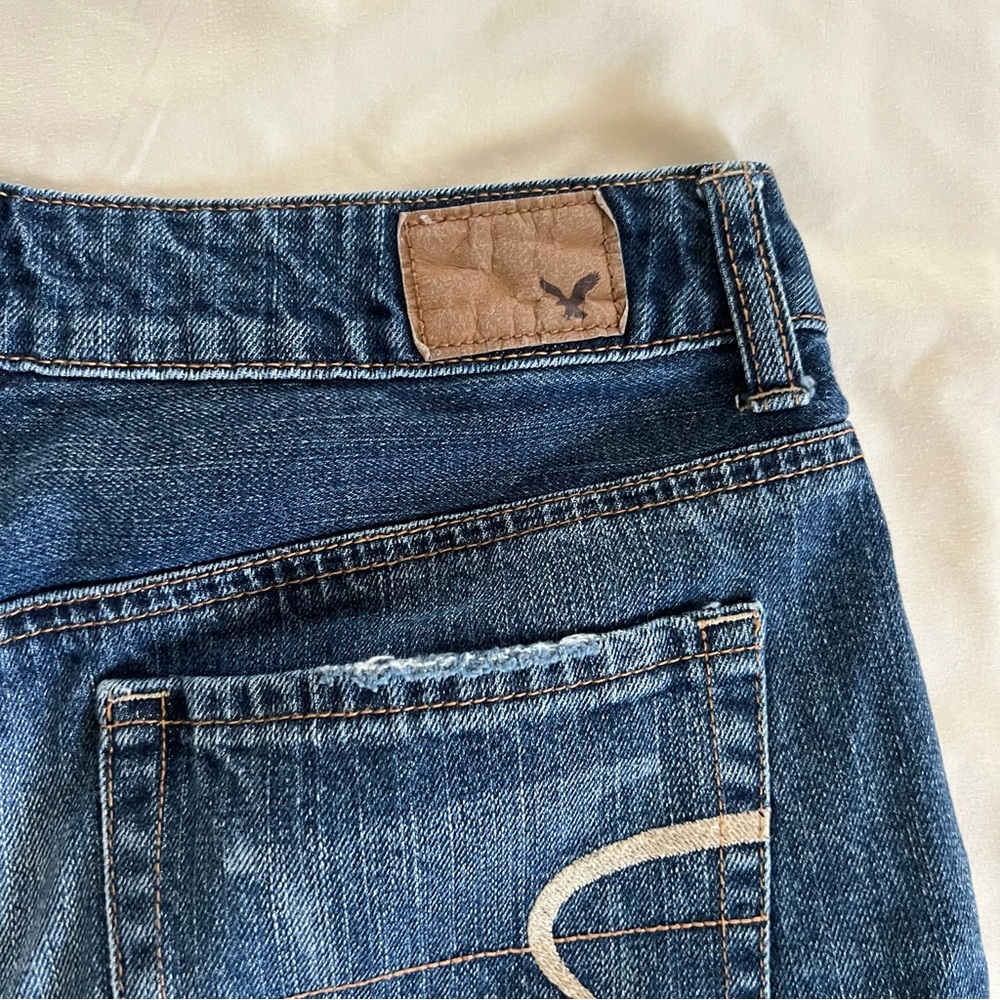 American Eagle Outfitters Blue Distressed Shorts with Lace - Picture 9 of 9